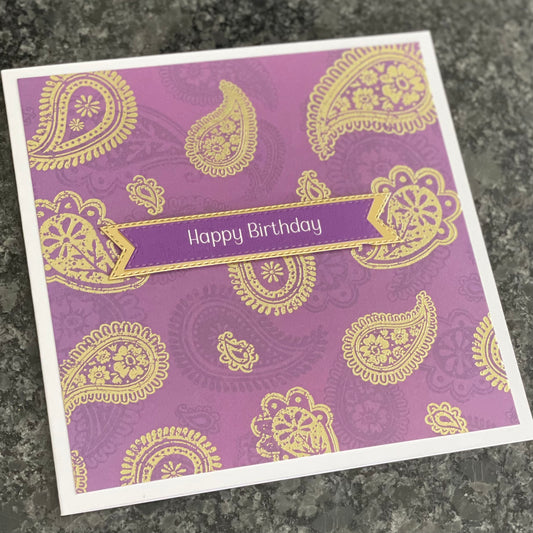 Purple Paisley Foiled Birthday Card