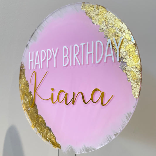 Pink & ￼Gold Leaf Topper