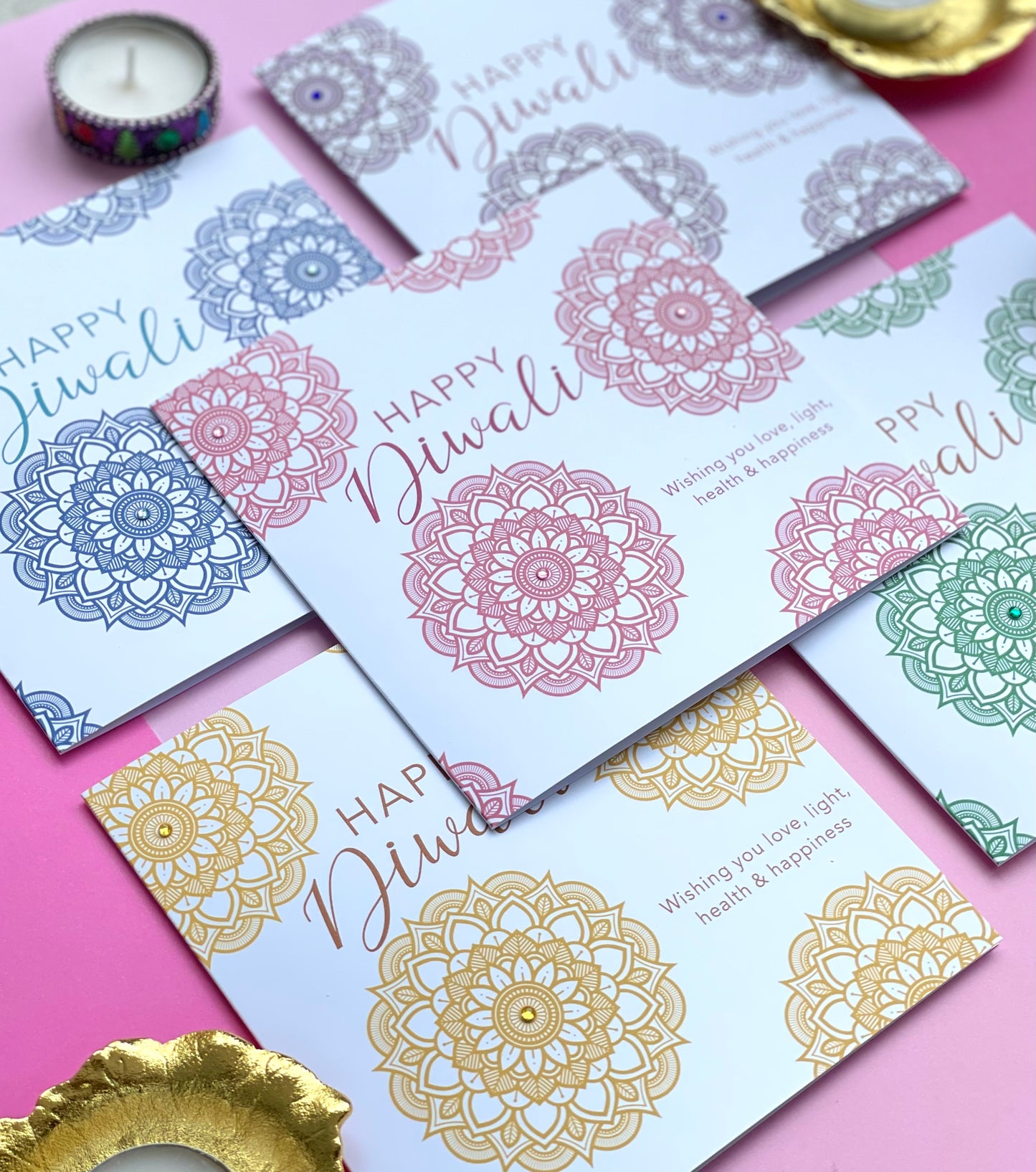 Mandala Diwali cards (5pk)