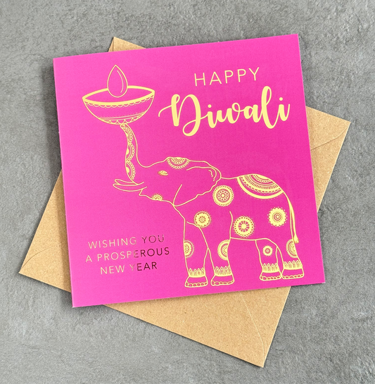 Elephant Foiled Diwali Card