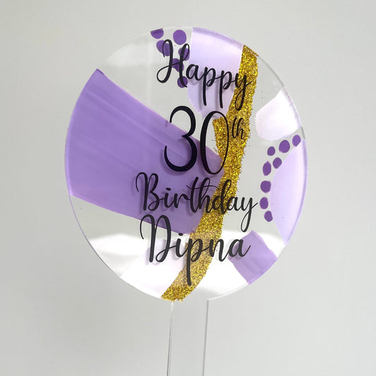 Purple & Gold Glitter Acrylic Topper