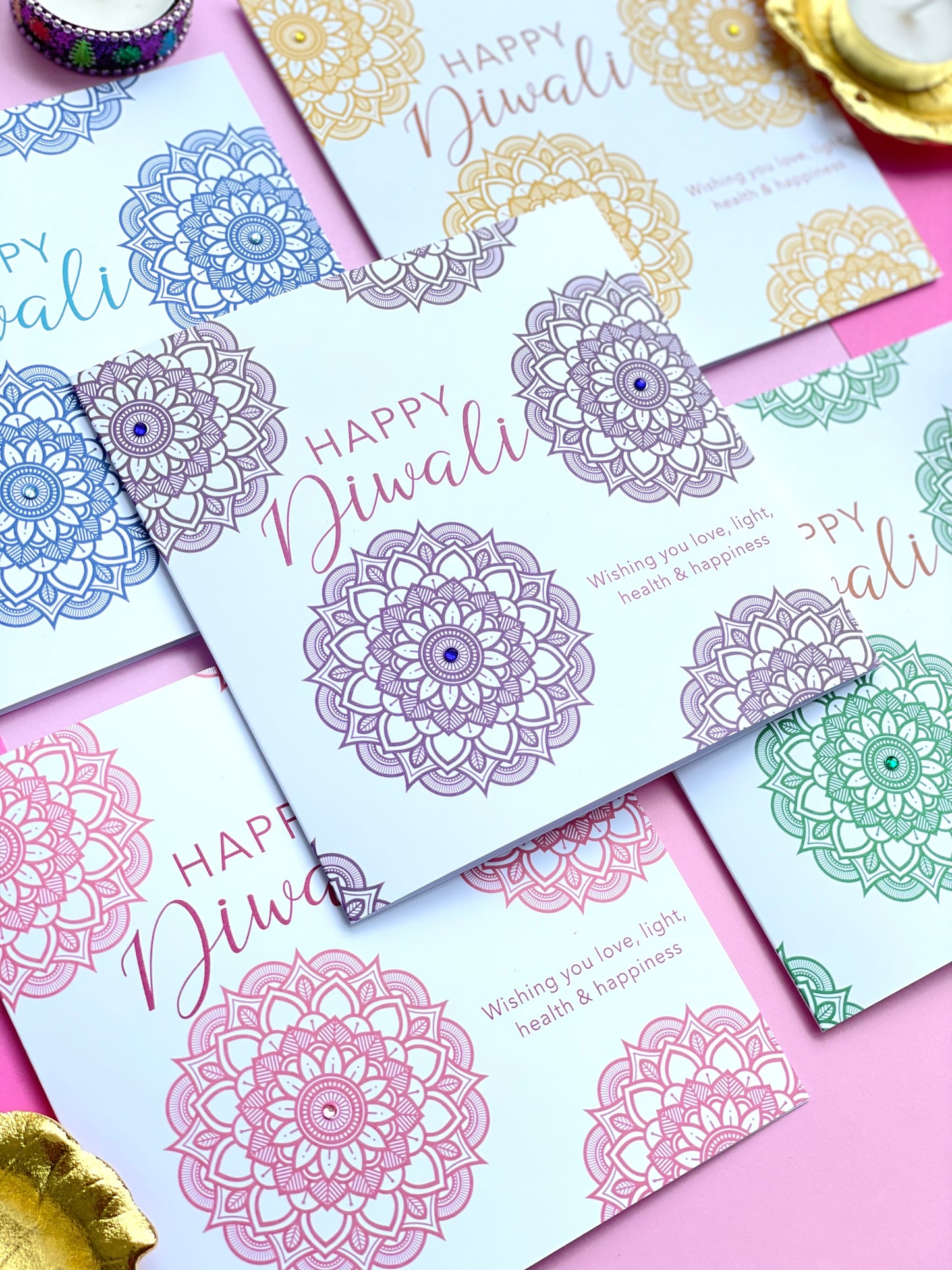 Mandala Diwali cards (5pk)