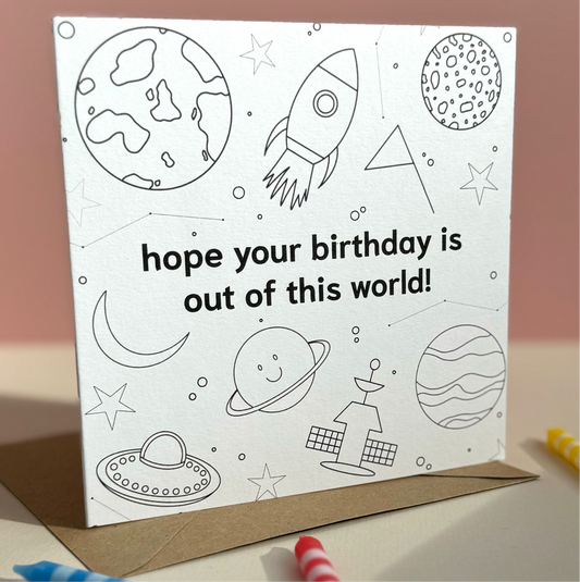 Out of This World Colouring Card