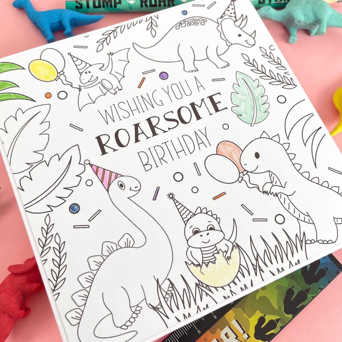 Dinosaur Colouring Card