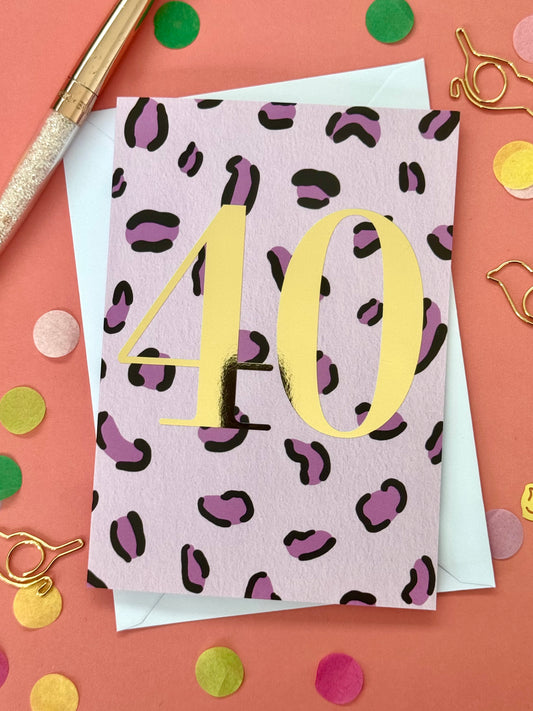 40th Birthday Leopard Print Card