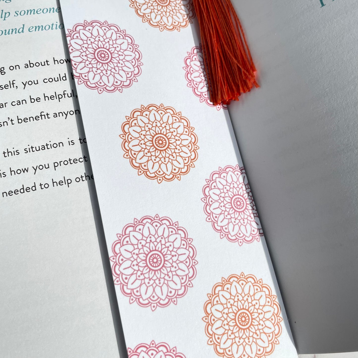 Pink & Orange Mandala Bookmark with tassel