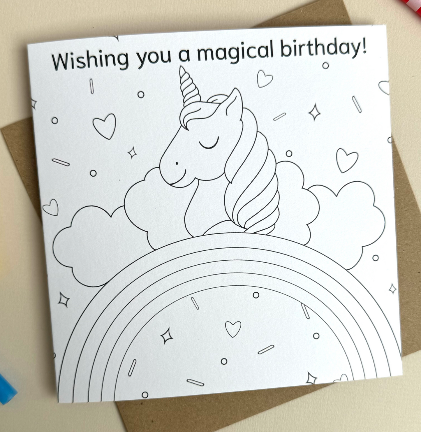 Unicorn Colouring Card