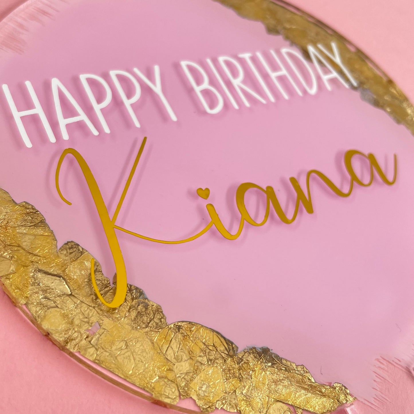 Pink & ￼Gold Leaf Topper