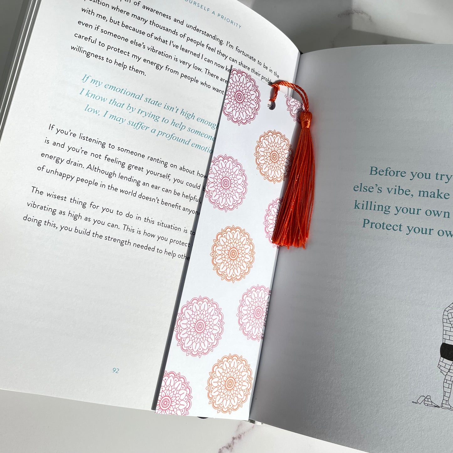 Pink & Orange Mandala Bookmark with tassel