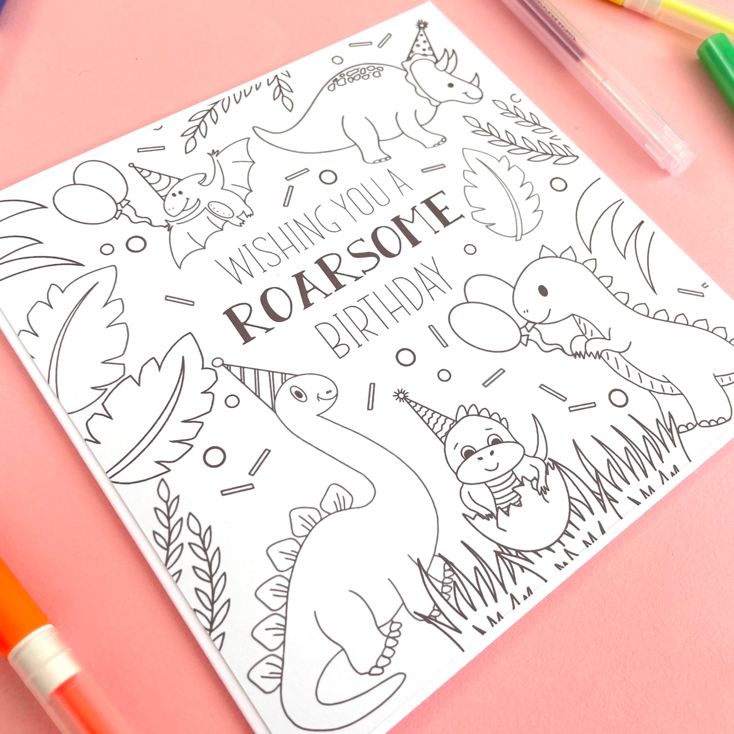 Dinosaur Colouring Card