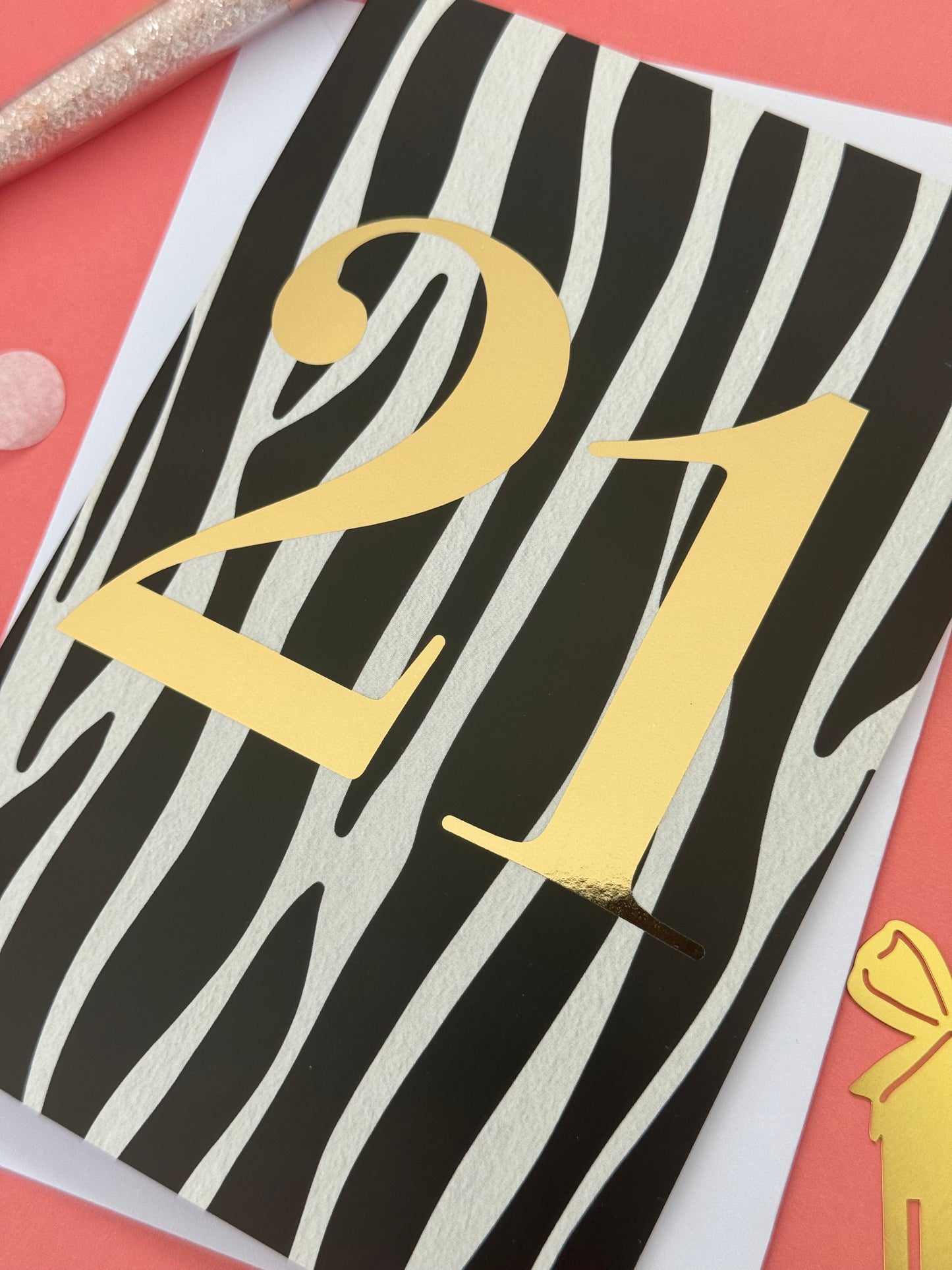 21st Birthday Zebra Card